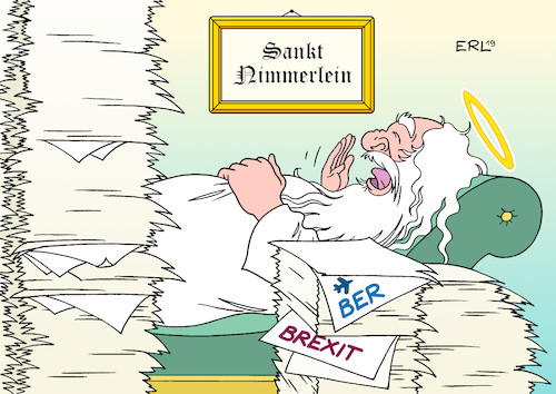 Cartoon: Prokrastination (medium) by Erl tagged politik,brexit,verlängerung,hauptstadt,flughafen,berlin,brandenburg,ber,eröffnung,termin,verschiebung,aufschieberitis,prokrastination,heiliger,sankt,nimmerlein,tag,karikatur,erl,politik,brexit,verlängerung,hauptstadt,flughafen,berlin,brandenburg,ber,eröffnung,termin,verschiebung,aufschieberitis,prokrastination,heiliger,sankt,nimmerlein,tag,karikatur,erl