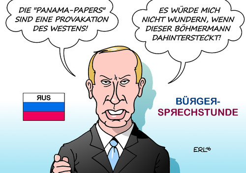 Cartoon: Putin (medium) by Erl tagged putin,präsident,russland,sprechstunde,bürger,telefon,panamapapers,panama,briefkastenfirma,provokation,verschwörung,westen,fake,jan,böhmermann,varoufakis,stinkefinger,schmähgedicht,erdogan,satire,karikatur,erl,putin,präsident,russland,sprechstunde,bürger,telefon,panamapapers,panama,briefkastenfirma,provokation,verschwörung,westen,fake,jan,böhmermann,varoufakis,stinkefinger,schmähgedicht,erdogan,satire,karikatur,erl