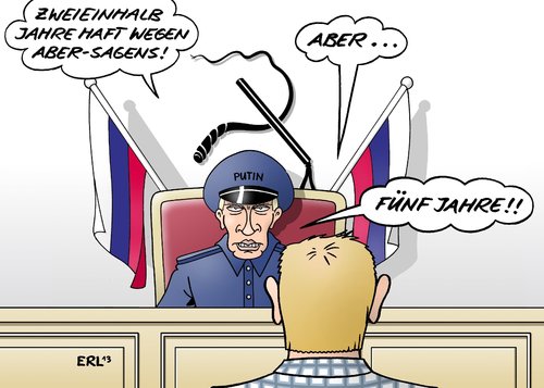 Cartoon: Putins Russland (medium) by Erl tagged russland,präsident,putin,polizeistaat,urteil,kritiker,regimekritiker,regimegegner,nawalni,haft,willkür,meinungsfreiheit,recht,rechtsstaat,unrecht,gericht,russland,präsident,putin,polizeistaat,urteil,kritiker,regimekritiker,regimegegner,nawalni,haft,willkür,meinungsfreiheit,recht,rechtsstaat,unrecht,gericht