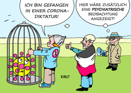 Cartoon: Querdenker (medium) by Erl tagged politik,corona,virus,pandemie,covid19,lockdown,maßnahmen,protest,querdenker,coronaleugner,impfgegner,rechtsextremisten,verschwörungstheorien,coronadiktatur,anon,beobachtung,verfassungsschutz,karikatur,erl,politik,corona,virus,pandemie,covid19,lockdown,maßnahmen,protest,querdenker,coronaleugner,impfgegner,rechtsextremisten,verschwörungstheorien,coronadiktatur,anon,beobachtung,verfassungsschutz,karikatur,erl