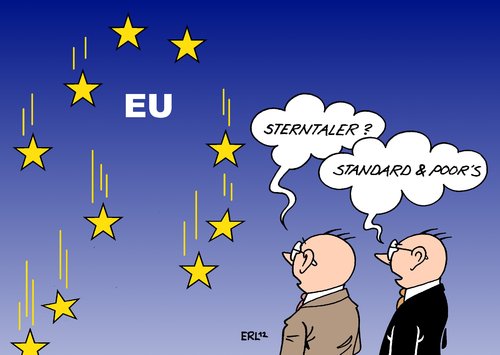 Cartoon: Rating (medium) by Erl tagged eu,euro,krise,schulden,kredit,kreditwürdigkeit,einstufung,herabstufung,rating,ratingagentur,standard,and,poors,eurozone,rettungsschirm,eu,euro,krise,schulden,kreditwürdigkeit,kredit,einstufung,herabstufung,rating,ratingagentur,standard