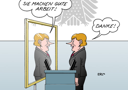 Cartoon: Regierungsarbeit (medium) by Erl tagged angela,bundeskanzlerin,etat,kanzleretat,bundestag,debatte,merkel,urteil,regierungsarbeit,regierung,große,koalition,cdu,csu,spd,eigenlob,opposition,klein,debatte,bundestag,kanzleretat,etat,bundeskanzlerin,angela,merkel,urteil,regierungsarbeit,regierung,große,koalition,cdu,csu,spd,eigenlob,opposition,klein