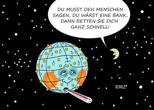 Cartoon: Rettung (medium) by Erl tagged politik,finanzen,banken,bank,pleite,svb,usa,probleme,credit,suisse,schweiz,rettung,schnell,geld,klima,klimawandel,erderwärmung,co2,klimapolitik,zaghaft,langsam,erde,mond,sterne,weltall,all,karikatur,erl,politik,finanzen,banken,bank,pleite,svb,usa,probleme,credit,suisse,schweiz,rettung,schnell,geld,klima,klimawandel,erderwärmung,co2,klimapolitik,zaghaft,langsam,erde,mond,sterne,weltall,all,karikatur,erl