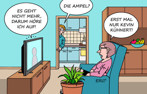 Cartoon: Rücktritt (medium) by Erl tagged politik,rücktritt,rückzug,gesundheit,kevin,kühnert,spd,generalsekretär,ampel,karikatur,erl,politik,rücktritt,rückzug,gesundheit,kevin,kühnert,spd,generalsekretär,ampel,karikatur,erl