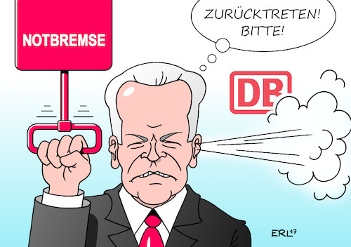 Cartoon: Rüdiger Grube (medium) by Erl tagged deutsche,bahn,chef,bahnchef,rüdiger,grube,rücktritt,vertragsverlängerung,scheitern,laufzeit,ärger,frustration,notbremse,dampf,verkehr,eisenbahn,öffentliche,verkehrsmittel,karikatur,erl,deutsche,bahn,chef,bahnchef,rüdiger,grube,rücktritt,vertragsverlängerung,scheitern,laufzeit,ärger,frustration,notbremse,dampf,verkehr,eisenbahn,öffentliche,verkehrsmittel,karikatur,erl