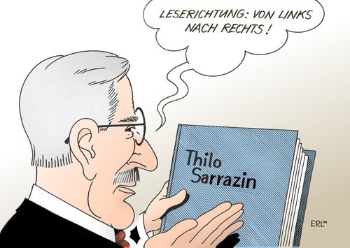 Cartoon: Sarrazin (medium) by Erl tagged sarrazin,thilo,buch,rechts,migranten,migration,integration,deutschland,werbung,kampagne,verkauf,spd,bundesbank,thilo sarrazin,buch,migranten,migration,integration,deutschland,werbung,kampagne,verkauf,bundesbank,thilo,sarrazin