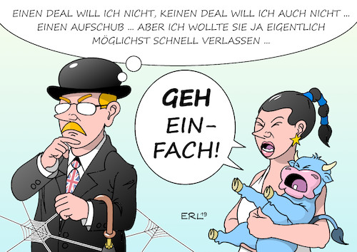 Cartoon: Scheidung auf britisch (medium) by Erl tagged politik,brexit,großbritannien,gb,uk,austritt,eu,europäische,union,premierministerin,theresa,may,vertrag,abstimmung,parlament,niederlage,ungewissheit,ungeordneter,chaos,zweites,referendum,plan,nachverhandlung,besuch,brüssel,backstop,nordirland,irland,termin,29,märz,moeglichkeit,verschiebung,scheidung,mann,frau,europa,stier,karikatur,erl,politik,brexit,großbritannien,gb,uk,austritt,eu,europäische,union,premierministerin,theresa,may,vertrag,abstimmung,parlament,niederlage,ungewissheit,ungeordneter,chaos,zweites,referendum,plan,nachverhandlung,besuch,brüssel,backstop,nordirland,irland,termin,29,märz,moeglichkeit,verschiebung,scheidung,mann,frau,europa,stier,karikatur,erl