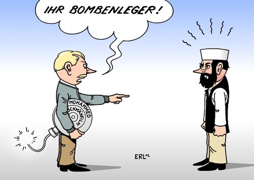 Cartoon: Schmähfilm (medium) by Erl tagged film,schmähfilm,mohammed,islam,beleidigung,unruhen,gewalt,muslime,provokation,rechtsextremismus,fanatismus,fundamentalismus,pro,deutschland,bombe,bombenleger,hass,film,schmähfilm,mohammed,islam,beleidigung,unruhen,gewalt,muslime,provokation,rechtsextremismus,fanatismus,fundamentalismus,pro,deutschland,bombe,bombenleger,hass