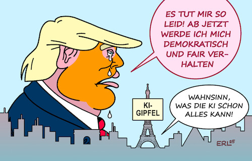 Cartoon: Schön wärs (medium) by Erl tagged politik,europa,eu,frankreich,paris,ai,ki,gipfel,usa,präsident,donald,trump,bedrohung,demokratie,weltwirtschaft,karikatur,erl,politik,europa,eu,frankreich,paris,ai,ki,gipfel,usa,präsident,donald,trump,bedrohung,demokratie,weltwirtschaft,karikatur,erl