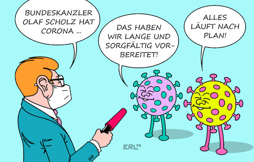 Cartoon: Scholz Corona (medium) by Erl tagged politik,bundeskanzler,olaf,scholz,erkrankung,corona,krisen,haushalt,strategie,narrativ,sorgfalt,planung,kontrolle,karikatur,erl,politik,bundeskanzler,olaf,scholz,erkrankung,corona,krisen,haushalt,strategie,narrativ,sorgfalt,planung,kontrolle,karikatur,erl