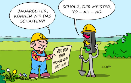 Cartoon: Scholz der Baumeister (medium) by Erl tagged politik,wohnen,wohnungsmangel,wohnungsnot,bundesregierung,ampel,bundeskanzler,olaf,scholz,ankündigung,neubau,bau,400,000,wohnungen,pro,jahr,ziel,verfehlt,bob,der,baumeister,können,wir,das,schaffen,karikatur,erl,politik,wohnen,wohnungsmangel,wohnungsnot,bundesregierung,ampel,bundeskanzler,olaf,scholz,ankündigung,neubau,bau,400,000,wohnungen,pro,jahr,ziel,verfehlt,bob,der,baumeister,können,wir,das,schaffen,karikatur,erl