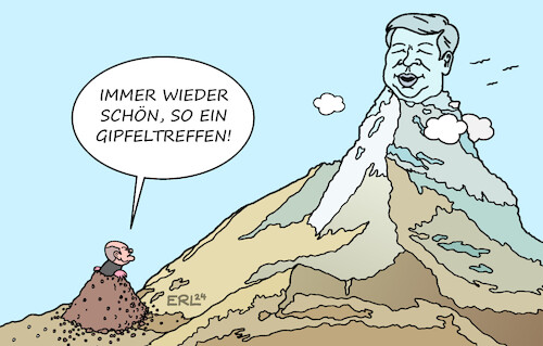 Cartoon: Scholz in China (medium) by Erl tagged politik,bundeskanzler,olaf,scholz,besuch,china,treffen,xi,jinping,wirtschaft,abhängigkeit,machtgefälle,gipfeltreffen,berg,maulwurfshügel,menschenrechte,karikatur,erl,politik,bundeskanzler,olaf,scholz,besuch,china,treffen,xi,jinping,wirtschaft,abhängigkeit,machtgefälle,gipfeltreffen,berg,maulwurfshügel,menschenrechte,karikatur,erl