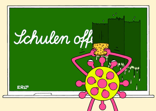 Cartoon: Schulen offen halten (medium) by Erl tagged politik,corona,virus,pandemie,covid19,erste,welle,schulen,schließung,lockdown,belastung,eltern,familien,zweite,schulschließungen,vermeiden,fallzahlen,infektionen,quarantäne,salamilockdown,scheibchenweise,unterricht,ausfall,tafel,wischen,schwamm,tafeldienst,karikatur,erl,politik,corona,virus,pandemie,covid19,erste,welle,schulen,schließung,lockdown,belastung,eltern,familien,zweite,schulschließungen,vermeiden,fallzahlen,infektionen,quarantäne,salamilockdown,scheibchenweise,unterricht,ausfall,tafel,wischen,schwamm,tafeldienst,karikatur,erl