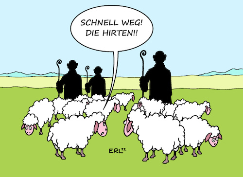 Cartoon: Schwarze Hirten (medium) by Erl tagged politik,kirche,katholisch,erzbistum,münchen,freising,gutachten,sexueller,missbrauch,kinder,priester,täter,versetzung,vorwurf,vertuschung,erzbischof,kardinal,joseph,ratzinger,papst,benedikt,xvi,hirten,schafe,angst,karikatur,erl,politik,kirche,katholisch,erzbistum,münchen,freising,gutachten,sexueller,missbrauch,kinder,priester,täter,versetzung,vorwurf,vertuschung,erzbischof,kardinal,joseph,ratzinger,papst,benedikt,xvi,hirten,schafe,angst,karikatur,erl