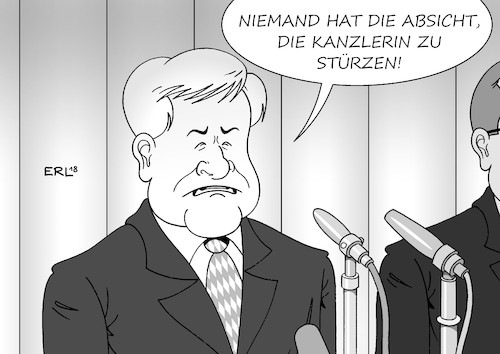 Cartoon: Seehofers Absicht in schwarzweiß (medium) by Erl tagged politik,deutschland,streit,flüchtlingspolitik,asylmasterplan,ankerzentren,abschiebungen,zurückweisung,flüchtlinge,grenze,sicheres,herkunftsland,innenminister,horst,seehofer,csu,bundeskanzlerin,merkel,cdu,europa,eu,recht,gemeinsam,gipfel,geschichte,ddr,walter,ulbricht,mauerbau,niemand,absicht,mauer,karikatur,erl,politik,deutschland,streit,flüchtlingspolitik,asylmasterplan,ankerzentren,abschiebungen,zurückweisung,flüchtlinge,grenze,sicheres,herkunftsland,innenminister,horst,seehofer,csu,bundeskanzlerin,merkel,cdu,europa,eu,recht,gemeinsam,gipfel,geschichte,ddr,walter,ulbricht,mauerbau,niemand,absicht,mauer,karikatur,erl