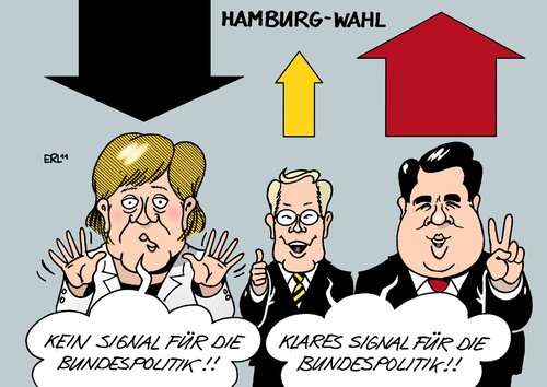 Cartoon: Signal (medium) by Erl tagged wahl,bürgerschaftswahl,hamburg,senat,signal,bund,bundespolitik,stimmen,verlust,gewinn,cdu,fdp,spd,merkel,westerwelle,gabriel,interpretation,wahl,bürgerschaftswahl,senat,hamburg,signal,bundespolitik,verlust,gewinn