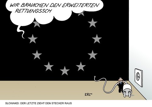 Cartoon: Slowakei (medium) by Erl tagged eu,euro,eurozone,schulden,griechenland,rettungsschirm,erweitert,abstimmung,slowakei,stromausfall,stecker,netzstecker,steckdose,eu,euro,eurozone,schulden,griechenland,rettungsschirm,erweitert,abstimmung,slowakei,stromausfall,stecker