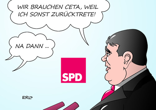 Cartoon: SPD CETA (medium) by Erl tagged spd,abstimmung,freihandelsabkommen,ceta,kanada,befürworter,wirtschaftsminister,sigmar,gabriel,vorsitzender,rücktritt,handel,wirtschaft,geld,waren,demokratie,abbau,umweltschutz,verbraucherschutz,karikatur,erl,spd,abstimmung,freihandelsabkommen,ceta,kanada,befürworter,wirtschaftsminister,sigmar,gabriel,vorsitzender,rücktritt,handel,wirtschaft,geld,waren,demokratie,abbau,umweltschutz,verbraucherschutz,karikatur,erl