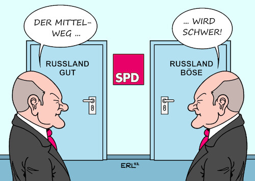 Cartoon: SPD Russland (medium) by Erl tagged politik,partei,spd,verhältnis,russland,konflikt,ukraine,nato,westen,usa,militär,truppen,grenze,nachdenken,bundeskanzler,olaf,scholz,tür,türen,mittelweg,karikatur,erl,politik,partei,spd,verhältnis,russland,konflikt,ukraine,nato,westen,usa,militär,truppen,grenze,nachdenken,bundeskanzler,olaf,scholz,tür,türen,mittelweg,karikatur,erl