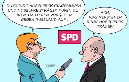 Cartoon: SPD und Ukraine (medium) by Erl tagged politik,krieg,angriff,überfall,wladimir,putin,ukraine,hilfe,waffen,geld,brief,nobelpreisträgerinnen,nobelpreisträger,forderung,weltgemeinschaft,westen,härteres,vorgehen,russland,parallele,hitler,appeasementpolitik,teile,spd,bundeskanzler,olaf,scholz,karikatur,erl,politik,krieg,angriff,überfall,wladimir,putin,ukraine,hilfe,waffen,geld,brief,nobelpreisträgerinnen,nobelpreisträger,forderung,weltgemeinschaft,westen,härteres,vorgehen,russland,parallele,hitler,appeasementpolitik,teile,spd,bundeskanzler,olaf,scholz,karikatur,erl