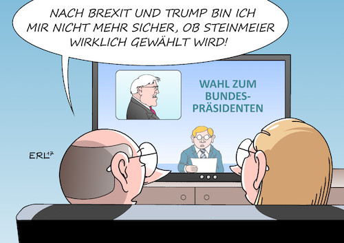 Cartoon: Steinmeier (medium) by Erl tagged frank,walter,steinmeier,spd,kandidat,wahl,bundespräsident,wahlversammlung,gegenkandidaten,chancenlos,sicherheit,unsicherheit,brexit,großbritannien,trump,präsident,usa,karikatur,erl,frank,walter,steinmeier,spd,kandidat,wahl,bundespräsident,wahlversammlung,gegenkandidaten,chancenlos,sicherheit,unsicherheit,brexit,großbritannien,trump,präsident,usa,karikatur,erl