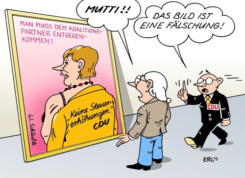 Cartoon: Steuererhöhungen (medium) by Erl tagged cdu,wahlkampf,ausschluss,steuererhöhungen,bundestagswahl,wahl,2013,sieg,suche,koalitionspartner,koalition,spd,angebot,lockangebot,verführung,wahlversprechen,aufgabe,bundeskanzlerin,angela,merkel,mutti,bild,cdu,wahlkampf,ausschluss,steuererhöhungen,bundestagswahl,wahl,2013,sieg,suche,koalitionspartner,koalition,spd,angebot,lockangebot,verführung,wahlversprechen,aufgabe,bundeskanzlerin,angela,merkel,mutti,bild