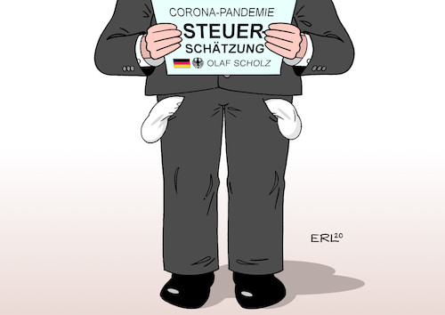 Cartoon: Steuerschätzung (medium) by Erl tagged politik,corona,virus,pandemie,kontaktverbot,beschränkungen,schließungen,wirtschaft,einbruch,kurzarbeit,pleite,insolvenz,rezession,finanzen,steuern,steuereinnahmen,schätzung,steuerschätzung,finan,finanzminister,olaf,scholz,leere,taschen,karikatur,erl,politik,corona,virus,pandemie,kontaktverbot,beschränkungen,schließungen,wirtschaft,einbruch,kurzarbeit,pleite,insolvenz,rezession,finanzen,steuern,steuereinnahmen,schätzung,steuerschätzung,finan,finanzminister,olaf,scholz,leere,taschen,karikatur,erl