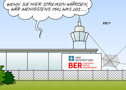 Cartoon: Streik (medium) by Erl tagged streik,pilot,lufthansa,flughafen,ber,berlin,brandenburg,bau,kosten,kostenexplosion,eröffnung,verschiebung,streik,pilot,lufthansa,flughafen,ber,berlin,brandenburg,bau,kosten,kostenexplosion,eröffnung,verschiebung