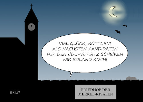 Cartoon: Stunde der Rache (medium) by Erl tagged politik,cdu,rückzug,vorsitz,annegret,kramp,karrenbauer,akk,nachfolge,diskussion,kandidaten,merz,spahn,laschet,röttgen,merkel,rivalen,opfer,friedhof,geisterstunde,wiederauferstehung,karikatur,erl,politik,cdu,rückzug,vorsitz,annegret,kramp,karrenbauer,akk,nachfolge,diskussion,kandidaten,merz,spahn,laschet,röttgen,merkel,rivalen,opfer,friedhof,geisterstunde,wiederauferstehung,karikatur,erl