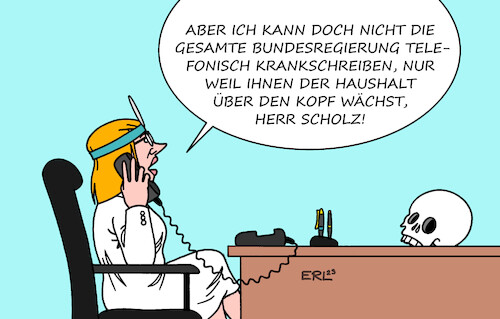 Cartoon: Telefonische Krankschreibung (medium) by Erl tagged politik,gesundheit,medizin,arzt,ärztin,hausärztin,hausarzt,krankschreibung,telefonisch,telefon,bundeskanzler,olaf,scholz,bundesregierung,ampel,krise,haushalt,karikatur,erl,politik,gesundheit,medizin,arzt,ärztin,hausärztin,hausarzt,krankschreibung,telefonisch,telefon,bundeskanzler,olaf,scholz,bundesregierung,ampel,krise,haushalt,karikatur,erl