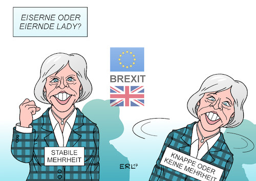 Cartoon: Theresa May (medium) by Erl tagged brexit,eu,vereinigtes,königreich,großbritannien,austritt,premierministerin,theresa,may,neuwahlen,stabil,knapp,mehrheit,sieg,niederlage,verhandlungen,mandat,wähler,eiserne,lady,eiern,flagge,karikatur,erl,brexit,eu,vereinigtes,königreich,großbritannien,austritt,premierministerin,theresa,may,neuwahlen,stabil,knapp,mehrheit,sieg,niederlage,verhandlungen,mandat,wähler,eiserne,lady,eiern,flagge,karikatur,erl