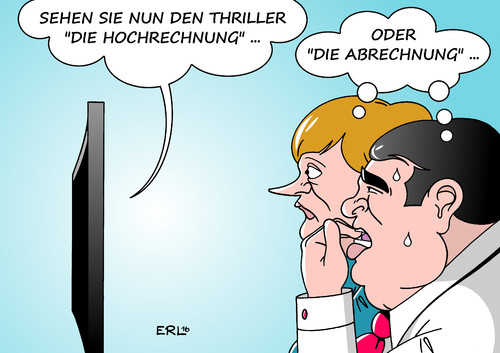 Cartoon: Thriller (medium) by Erl tagged landtagswahlen,baden,württemberg,rheinland,pfalz,sachsen,anhalt,cdu,bundeskanzlerin,angela,merkel,flüchtlinge,flüchtkingspolitik,afd,spd,vorsitzender,sigmar,gabriel,führungsschwäche,verluste,landtag,fernsehen,hochrechnung,abrechnung,thriller,spannung,zittern,angst,karikatur,erl,landtagswahlen,baden,württemberg,rheinland,pfalz,sachsen,anhalt,cdu,bundeskanzlerin,angela,merkel,flüchtlinge,flüchtkingspolitik,afd,spd,vorsitzender,sigmar,gabriel,führungsschwäche,verluste,landtag,fernsehen,hochrechnung,abrechnung,thriller,spannung,zittern,angst,karikatur,erl