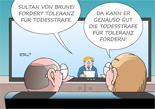 Cartoon: Todesstrafe (medium) by Erl tagged politik,sultanat,brunei,einführung,todesstrafe,homosexualität,forderung,toleranz,verständnis,karikatur,erl,politik,sultanat,brunei,einführung,todesstrafe,homosexualität,forderung,toleranz,verständnis,karikatur,erl