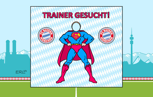 Cartoon: Trainer gesucht (medium) by Erl tagged politik,sport,fußball,fc,bayern,münchen,trainer,verschleiß,hansi,flick,julian,nagelsmann,thomas,tuchel,suche,nachfolger,kandidat,superman,karikatur,erl,politik,sport,fußball,fc,bayern,münchen,trainer,verschleiß,hansi,flick,julian,nagelsmann,thomas,tuchel,suche,nachfolger,kandidat,superman,karikatur,erl