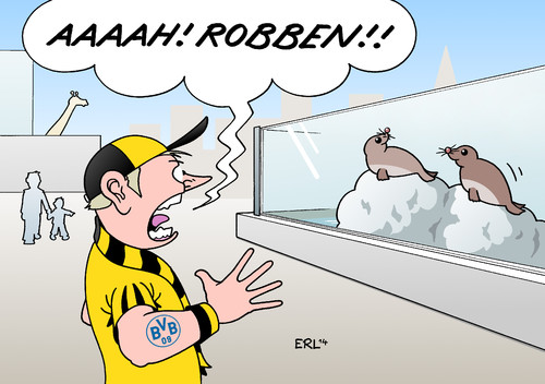 Cartoon: Trauma (medium) by Erl tagged fußball,dfb,pokal,finale,borussia,dortmund,fc,bayern,münchen,sieg,tor,arjen,robben,champions,league,trauma,zoo,seehund,fußball,dfb,pokal,finale,borussia,dortmund,fc,bayern,münchen,sieg,tor,arjen,robben,champions,league,trauma,zoo,seehund