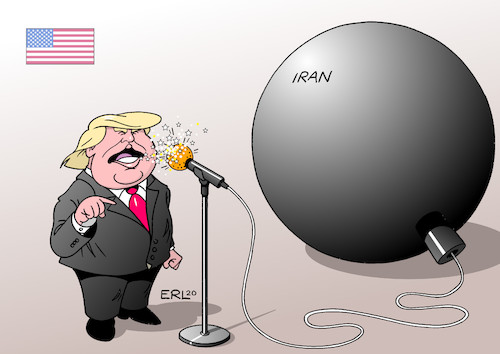 Cartoon: Trump zu Iran (medium) by Erl tagged politik,usa,präsident,donald,trump,befehl,militärschlag,raketenangriff,general,iran,konfrontation,nahost,pulverfass,gefahr,eskalation,krieg,außenpolitik,zündschnur,bombe,vergeltung,rede,mikrofon,karikatur,erl,politik,usa,präsident,donald,trump,befehl,militärschlag,raketenangriff,general,iran,konfrontation,nahost,pulverfass,gefahr,eskalation,krieg,außenpolitik,zündschnur,bombe,vergeltung,rede,mikrofon,karikatur,erl