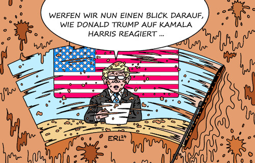 Cartoon: Trumps Reaktion (medium) by Erl tagged politik,usa,wahl,präsidentschaft,kandidat,demokraten,präsident,joe,biden,rückzug,alter,wahrscheinlich,nachfolgerin,kandidatin,vizepräsidentin,kamala,harris,reaktion,donald,trump,republikaner,beleidigungen,fake,news,lügen,schlamm,gülle,scheibenwischer,nachrichten,karikatur,erl,politik,usa,wahl,präsidentschaft,kandidat,demokraten,präsident,joe,biden,rückzug,alter,wahrscheinlich,nachfolgerin,kandidatin,vizepräsidentin,kamala,harris,reaktion,donald,trump,republikaner,beleidigungen,fake,news,lügen,schlamm,gülle,scheibenwischer,nachrichten,karikatur,erl