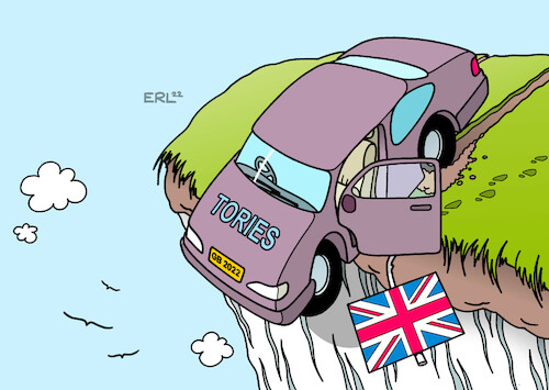 Cartoon: Truss Rücktritt (medium) by Erl tagged politik,großbritannien,gb,uk,premierministerin,liz,truss,rücktritt,amtszeit,kurz,desaster,steuersenkung,pläne,steuern,finanzmärkte,talfahrt,entlassung,finanzminister,innenministerin,tories,konservative,partei,auto,abgrund,karikatur,erl,politik,großbritannien,gb,uk,premierministerin,liz,truss,rücktritt,amtszeit,kurz,desaster,steuersenkung,pläne,steuern,finanzmärkte,talfahrt,entlassung,finanzminister,innenministerin,tories,konservative,partei,auto,abgrund,karikatur,erl