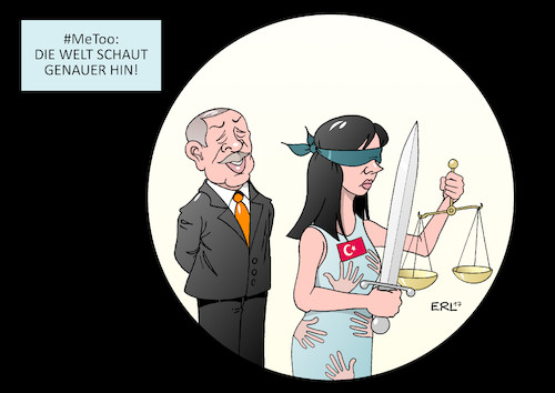 Cartoon: Türkei Justitia (medium) by Erl tagged türkei,präsident,erdogan,putschversuch,säuberung,verhaftungen,journalisten,juristen,pressefreiheit,meinungsfreiheit,demokratie,menschenrechte,aktivist,menschenrechtsaktivist,peter,steudtner,deutschland,deutscher,staatsbürger,freilassung,international,druck,beobachtung,hashtag,metoo,sexueller,missbrauch,belästigung,rechtsstaat,karikatur,erl,türkei,präsident,erdogan,putschversuch,säuberung,verhaftungen,journalisten,juristen,pressefreiheit,meinungsfreiheit,demokratie,menschenrechte,aktivist,menschenrechtsaktivist,peter,steudtner,deutschland,deutscher,staatsbürger,freilassung,international,druck,beobachtung,hashtag,metoo,sexueller,missbrauch,belästigung,rechtsstaat,karikatur,erl