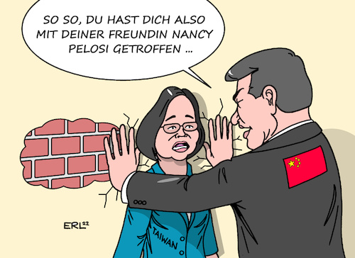 Cartoon: Umgang mit der geschiedenen Frau (medium) by Erl tagged politik,usa,nancy,pelosi,demokraten,sprecherin,repräsentantenhaus,reise,ostasien,besuch,taiwan,provokation,bedrohung,china,diktatur,militär,manöver,demokratie,freiheit,scheidung,mann,frau,umgang,gewalt,misstrauen,eifersucht,karikatur,erl,politik,usa,nancy,pelosi,demokraten,sprecherin,repräsentantenhaus,reise,ostasien,besuch,taiwan,provokation,bedrohung,china,diktatur,militär,manöver,demokratie,freiheit,scheidung,mann,frau,umgang,gewalt,misstrauen,eifersucht,karikatur,erl