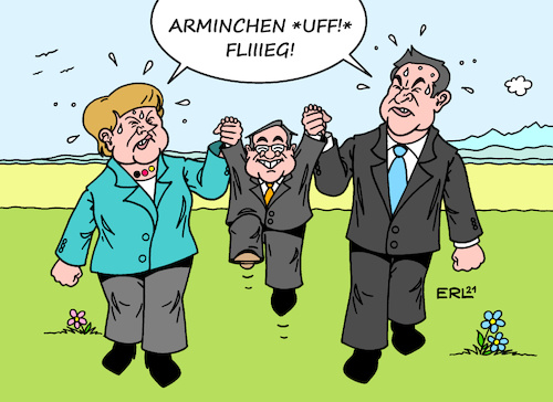 Cartoon: Unionswahlkampf (medium) by Erl tagged politik,wahl,bundestagswahl,2021,union,kanzlerkandidat,armin,laschet,nrw,cdu,wahlkampf,träge,schleppend,umfragewerte,absturz,heiße,phase,hilfe,bundeskanzlerin,angela,merkel,konkurrent,markus,söder,csu,ministerpräsident,bayern,engelchen,flieg,eltern,kind,karikatur,erl,politik,wahl,bundestagswahl,2021,union,kanzlerkandidat,armin,laschet,nrw,cdu,wahlkampf,träge,schleppend,umfragewerte,absturz,heiße,phase,hilfe,bundeskanzlerin,angela,merkel,konkurrent,markus,söder,csu,ministerpräsident,bayern,engelchen,flieg,eltern,kind,karikatur,erl