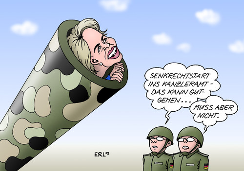 Cartoon: Ursula von der Leyen (medium) by Erl tagged ursula,von,der,leyen,verteidigungsministerin,cdu,bundeswehr,ministerin,karriere,kanzleramt,senkrechtstart,kanone,panzerrohr,soldat,karikatur,erl,ursula,von,der,leyen,verteidigungsministerin,cdu,bundeswehr,ministerin,karriere,kanzleramt,senkrechtstart,kanone,panzerrohr,soldat