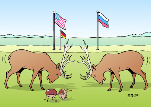 Cartoon: USA Scholz Russland (medium) by Erl tagged politik,konflikt,russland,ukraine,westen,usa,eu,nato,deutschland,bundeskanzler,olaf,scholz,besuch,präsident,biden,hirsche,kampf,macht,kastanien,wladimir,putin,karikatur,erl,politik,konflikt,russland,ukraine,westen,usa,eu,nato,deutschland,bundeskanzler,olaf,scholz,besuch,präsident,biden,hirsche,kampf,macht,kastanien,wladimir,putin,karikatur,erl