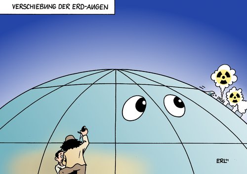 Cartoon: Verschiebung der Erd-Augen (medium) by Erl tagged libyen,gaddaffi,diktator,aufstand,revolution,niederschlagung,brutal,flugzeug,kampfflugzeug,bomben,bombardierung,japan,erdbeben,tsunami,atomkraftwerk,gau,supergau,radioaktivität,tod,zerstörung,erde,welt,aufmerksamkeit,verschiebung,augen,blick,libyen,gaddaffi,diktator,revolution,aufstand,niederschlagung,brutal,flugzeug,kampfflugzeug,bomben,japan,erdbeben,tsunami,atomkraftwerk,supergau,fuskushima,akw