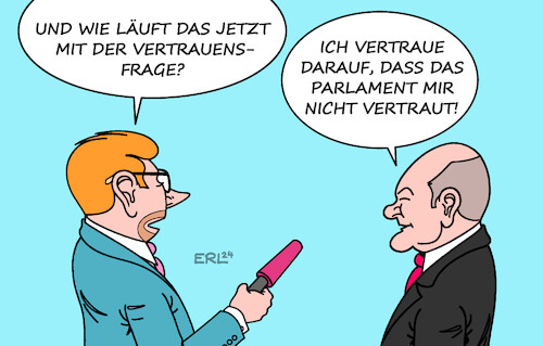 Cartoon: Vertrauensfrage (medium) by Erl tagged politik,ampel,aus,neuwahlen,vertrauensfrage,kanzler,scholz,bundestag,misstrauen,karikatur,erl,politik,ampel,aus,neuwahlen,vertrauensfrage,kanzler,scholz,bundestag,misstrauen,karikatur,erl