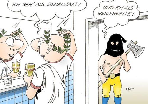 Cartoon: Vor dem Ball (medium) by Erl tagged karneval,fdp,westerwelle,sozialstaat,umbau,hartz,iv,kritik,rüpel,karneval,fdp,guido westerwelle,sozialstaat,hartz,kritik,rüpel,guido,westerwelle