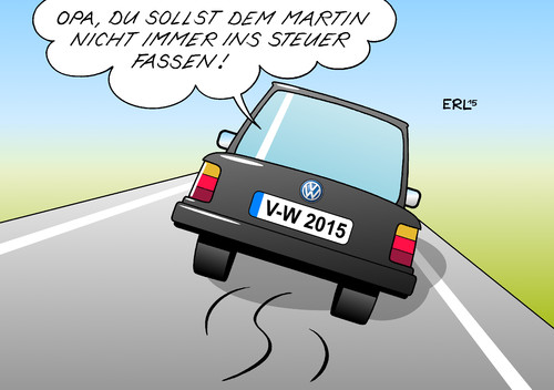 Cartoon: VW (medium) by Erl tagged vw,konzern,auto,autobauer,vorstandsvorsitzender,ferdinand,piech,angriff,distanzierung,chef,martin,winterkorn,fahren,fahrer,steuer,lenkrad,macht,nachfolge,familie,porsche,opa,karikatur,erl,vw,konzern,auto,autobauer,vorstandsvorsitzender,ferdinand,piech,angriff,distanzierung,chef,martin,winterkorn,fahren,fahrer,steuer,lenkrad,macht,nachfolge,familie,porsche,opa