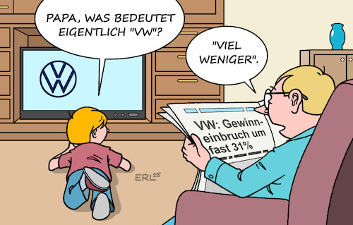 Cartoon: VW (medium) by Erl tagged politik,auto,volkswagen,vw,gewinneinbruch,stellenabbau,karikatur,erl,politik,auto,volkswagen,vw,gewinneinbruch,stellenabbau,karikatur,erl