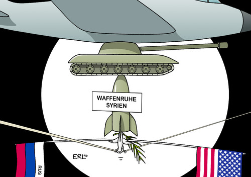 Cartoon: Waffenruhe Syrien oscarreif (medium) by Erl tagged syrien,bürgerkrieg,waffenruhe,diktator,assad,rebellen,drahtseilakt,stunt,friedenstaube,russland,usa,oscar,verleihung,film,karikatur,erl,syrien,bürgerkrieg,waffenruhe,diktator,assad,rebellen,drahtseilakt,stunt,friedenstaube,russland,usa,oscar,verleihung,film,karikatur,erl