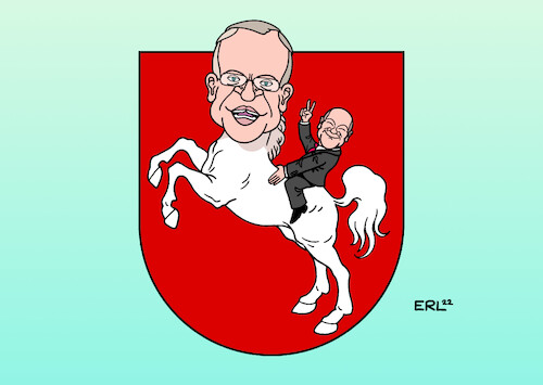 Cartoon: Wahlsieger (medium) by Erl tagged politik,wahl,landtagswahl,niedersachsen,wahlsieger,spd,ministerpräsident,stephan,weil,landesvater,zugpferd,rückenwind,bund,bundeskanzler,olaf,scholz,wappen,pferd,karikatur,erl,politik,wahl,landtagswahl,niedersachsen,wahlsieger,spd,ministerpräsident,stephan,weil,landesvater,zugpferd,rückenwind,bund,bundeskanzler,olaf,scholz,wappen,pferd,karikatur,erl